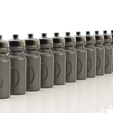 Line of plastic drinking bottles Ilustração Stock