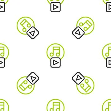 Line Play in square icon isolated seamless pattern on white background. Vector 스톡 일러스트