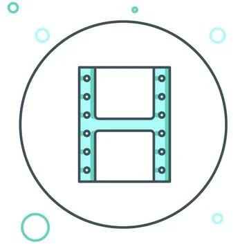 Line Play video icon isolated on white background. Film strip sign. Colorfu.. Stock Illustration