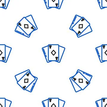 Line Playing card with diamonds symbol icon isolated seamless pattern on white Stock Illustration