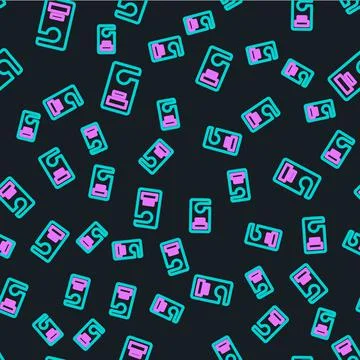 Line Please do not disturb icon isolated seamless pattern on black background 库存插图