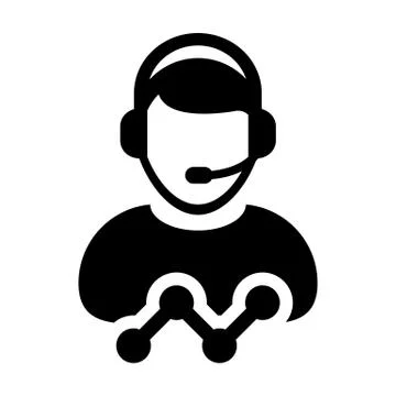 Line plot icon vector male data support customer service person profile avatar Ilustración de archivo
