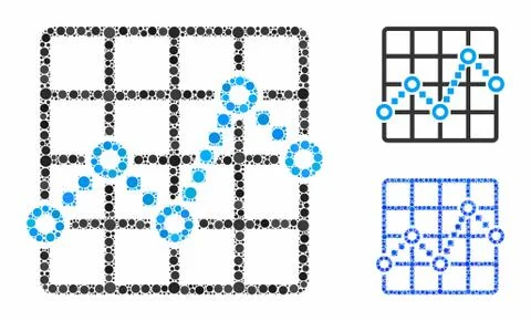 Line plot Mosaic Icon of Circles Ilustración de archivo