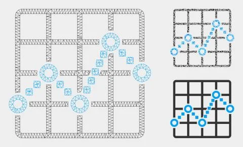 Line Plot Vector Mesh 2D Model and Triangle Mosaic Icon Illustrazione stock