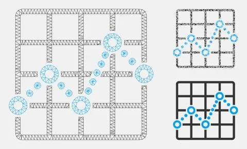 Line Plot Vector Mesh Wire Frame Model and Triangle Mosaic Icon Ilustración de archivo