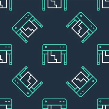 Line Plotter icon isolated seamless pattern on black background. Large format Stock Illustration