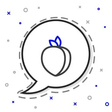 Line Plum fruit icon isolated on white background. Colorful outline concept Stock Illustration