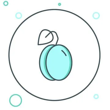 Line Plum fruit icon isolated on white background. Colorful outline concept.. Stock Illustration