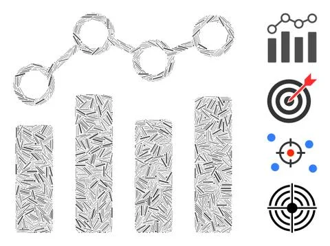 Line Point Chart Icon Vector Collage Stock Illustration