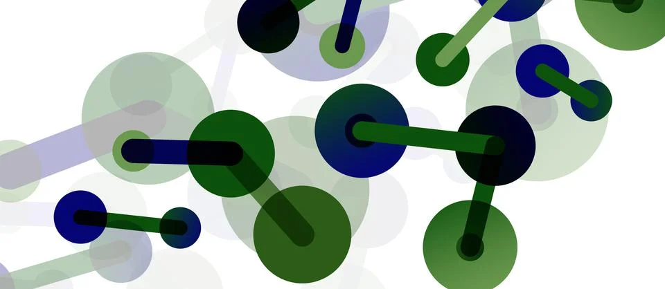 Line points connections geometric abstract background. Circles connected by Illustrazione stock