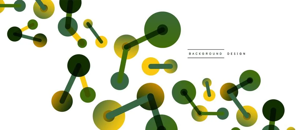 Line points connections geometric abstract background. Circles connected by Illustrazione stock