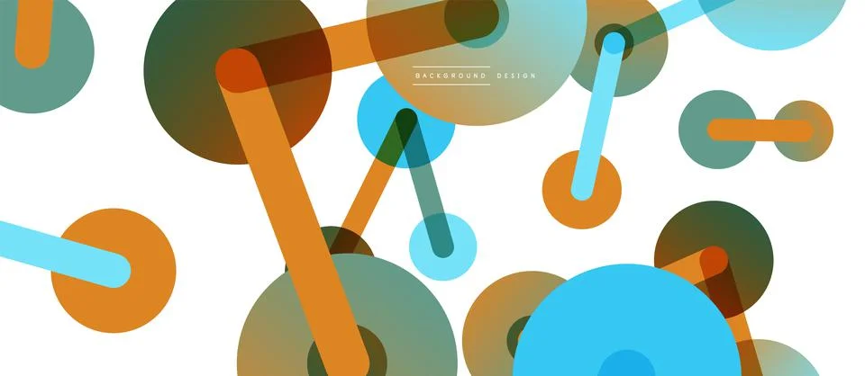 Line points connections geometric abstract background. Circles connected by Illustrazione stock