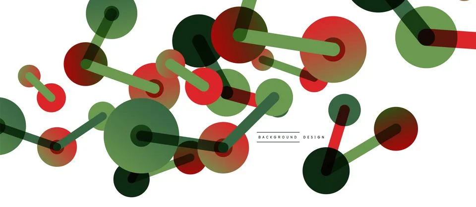 Line points connections geometric abstract background. Circles connected by Illustrazione stock