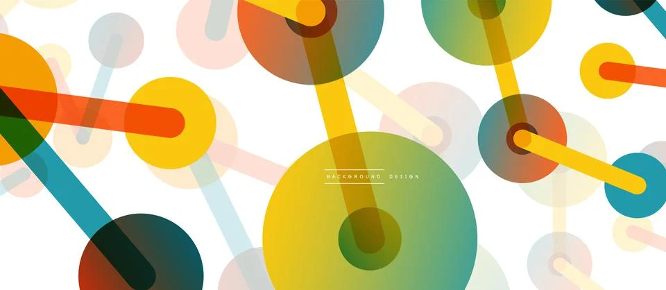 Line points connections geometric abstract background. Circles connected by 스톡 일러스트