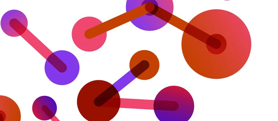 Line points connections geometric abstract background. Circles connected by Illustrazione stock