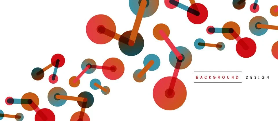 Line points connections geometric abstract background. Circles connected by Stock Illustration