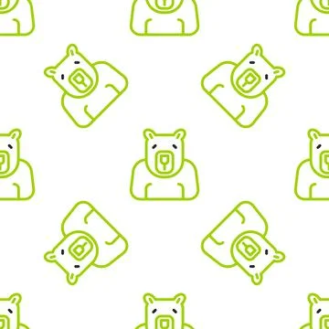 Line Polar bear head icon isolated seamless pattern on white background. Vector Stock Illustration
