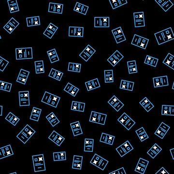 Line Poll document icon isolated seamless pattern on black background.  Vecto Stock Illustration