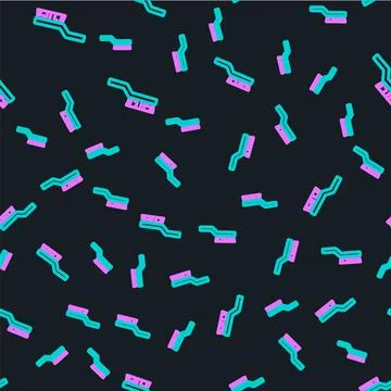 Line Pool table brush icon isolated seamless pattern on black background Illustrazione stock