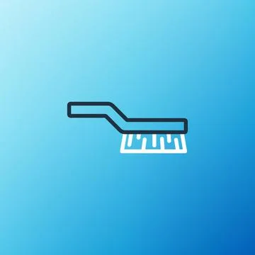 Line Pool table brush icon isolated on blue background. Biliard table brush Stock Illustration