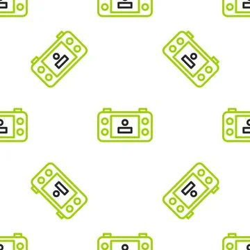 Line Portable video game console icon isolated seamless pattern on white Stock Illustration