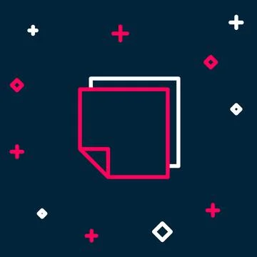 Line Post note stickers icon isolated on blue background. Sticky tapes with Stock Illustration