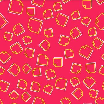Line Post note stickers icon isolated seamless pattern on red background. S.. Stock Illustration
