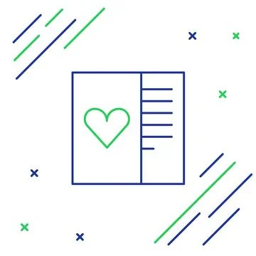 Line Postcard with heart icon isolated on white background. Message love. Let Stock Illustration