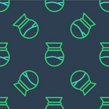 Line Pour over coffee maker icon isolated seamless pattern on blue background Stock Illustration