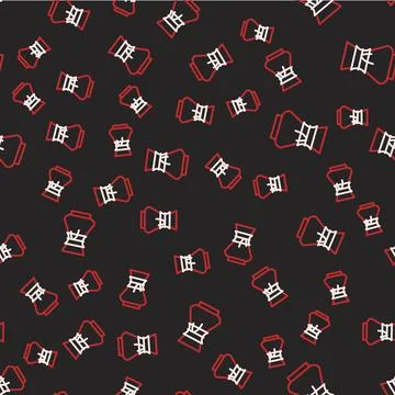 Line Pour over coffee maker icon isolated seamless pattern on black background Illustrazione stock