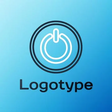 Line Power button icon isolated on blue background. Start sign. Colorful outline Stock Illustration