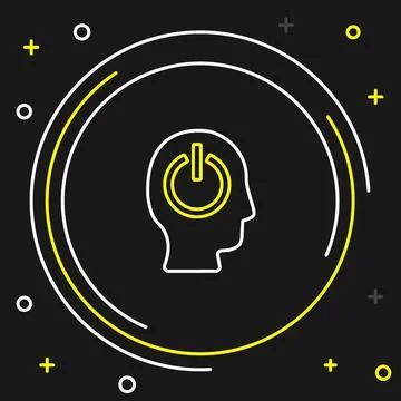 Line Power button icon isolated on black background. Start sign. Colorful Stock Illustration