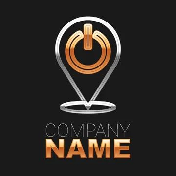 Line Power button icon isolated on black background. Start sign. Colorful Stock Illustration