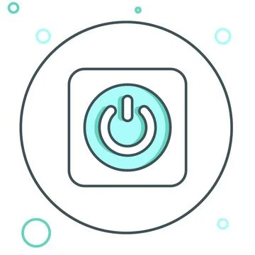 Line Power button icon isolated on white background. Start sign. Colorful o.. Stock Illustration