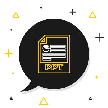 Line PPT file document. Download ppt button icon isolated on white background 스톡 일러스트
