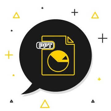 Line PPT file document. Download ppt button icon isolated on white background 스톡 일러스트