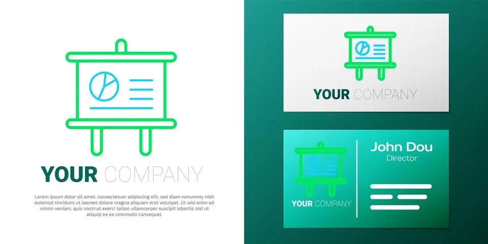 Line Presentation board with graph, schedule, chart, diagram, infographic, .. 스톡 일러스트