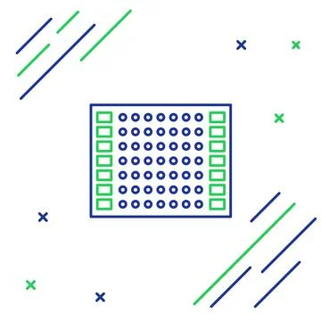 Line Printed circuit board PCB icon isolated on white background. Colorful Illustrazione stock