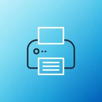 Line Printer icon isolated on blue background. Colorful outline concept. Vect Stock Illustration