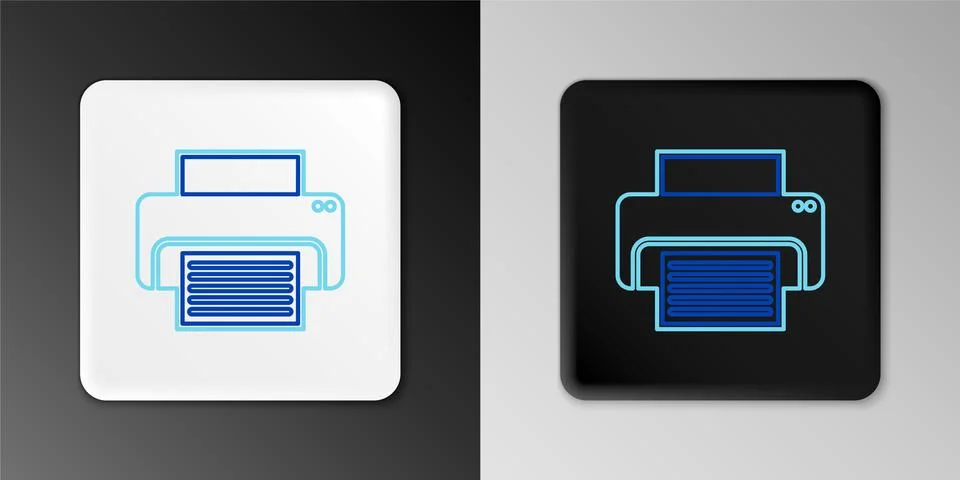 Line Printer icon isolated on grey background. Colorful outline concept. Vector Illustrazione stock