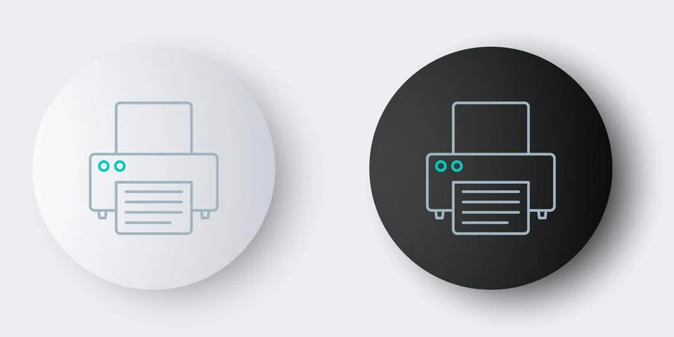 Line Printer icon isolated on grey background. Colorful outline concept. Vector 스톡 일러스트