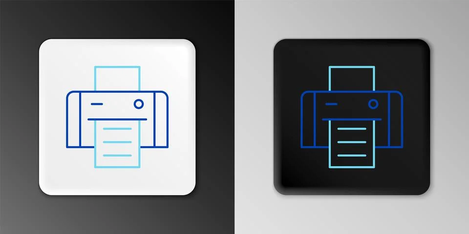 Line Printer icon isolated on grey background. Colorful outline concept. Vector Stock Illustration