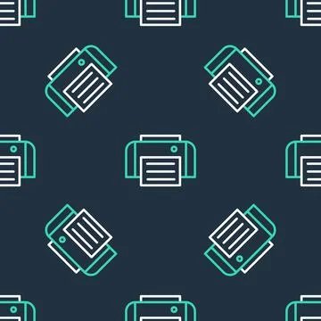 Line Printer icon isolated seamless pattern on black background. Vector Stock Illustration