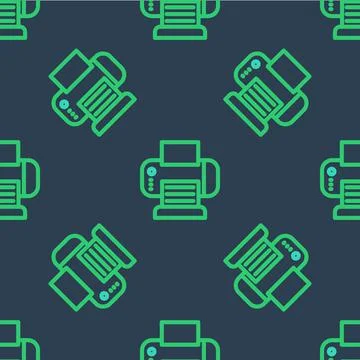 Line Printer icon isolated seamless pattern on blue background. Vector Stock Illustration