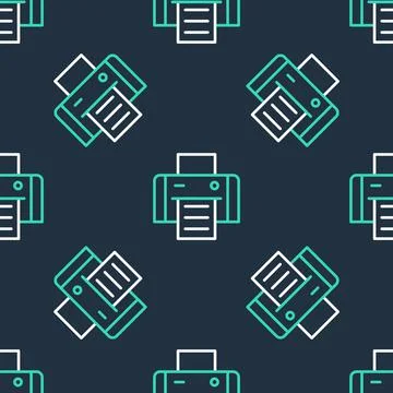 Line Printer icon isolated seamless pattern on black background. Vector Stock Illustration