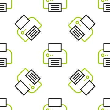 Line Printer icon isolated seamless pattern on white background. Vector Stock Illustration