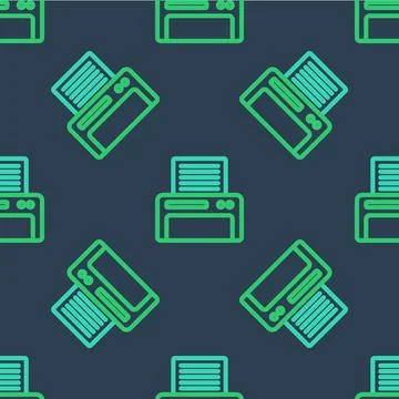 Line Printer icon isolated seamless pattern on blue background.  Vector Stock Illustration