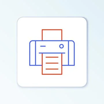 Line Printer icon isolated on white background. Colorful outline concept. Vector Stock Illustration