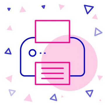 Line Printer icon isolated on white background. Colorful outline concept. Vector Stock Illustration