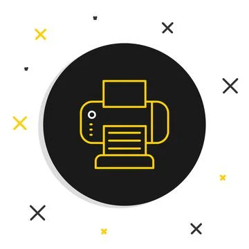 Line Printer icon isolated on white background. Colorful outline concept. Vector Illustrazione stock